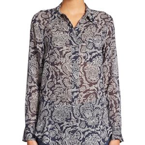 Theory Silk blue paisley 'Simara' blouse